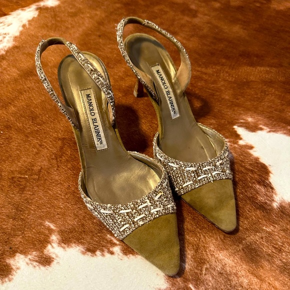 Manolo Blahnik tweed slingback heels - Picture 4 of 7